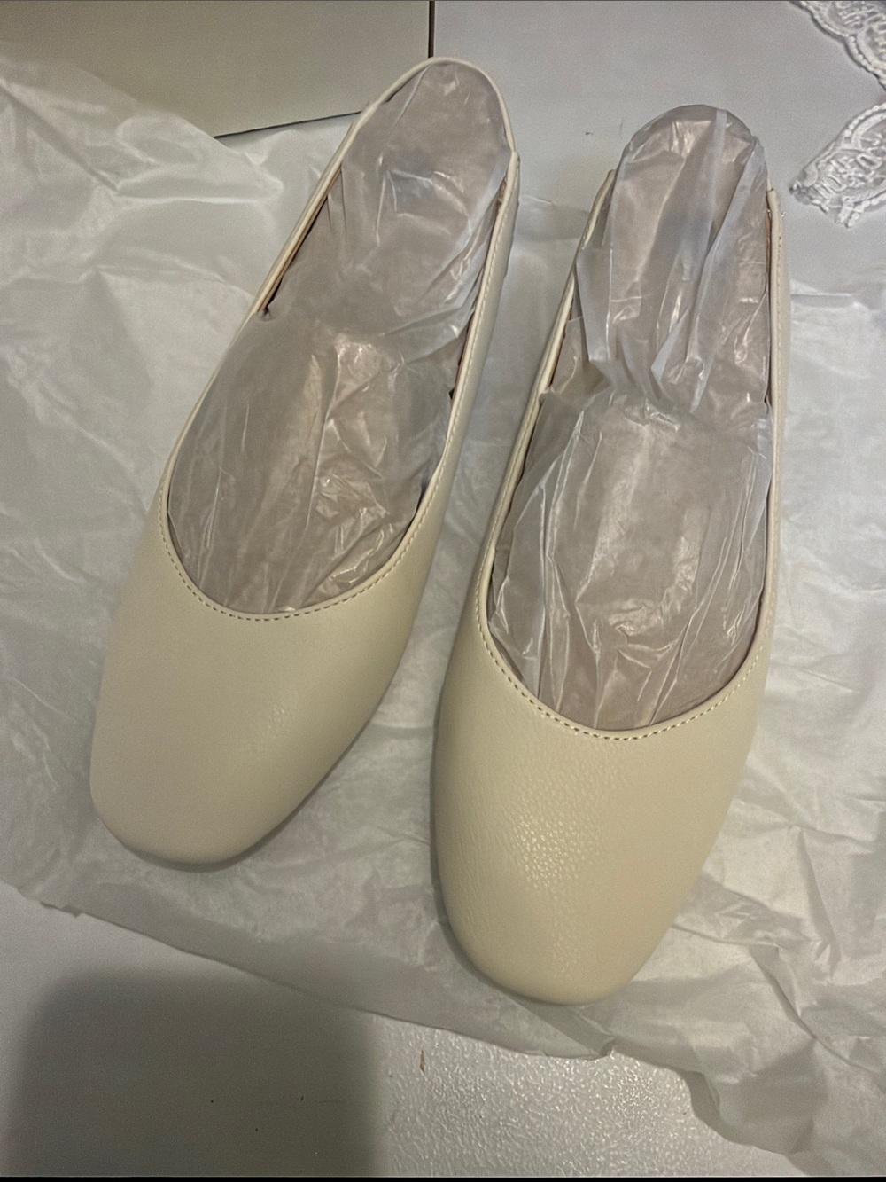 Life Stride Cream Square-Toe Slip-On Flats